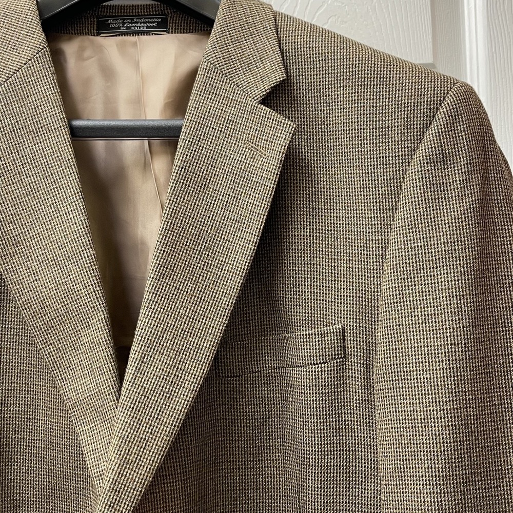 VTG Meeting Street Men's 48R Blazer 100% Lambswool Brown Blazer Two Button Coat
